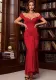 Women Off Shoulder Sexy V-Neck Fishtail Dress