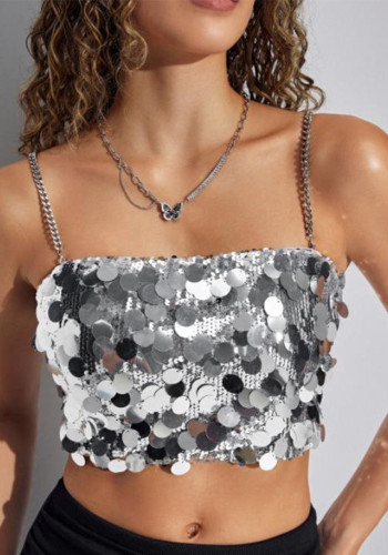 Women Sexy Sequin Crop Tank Top