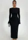 Women summer solid round neck pleated dress