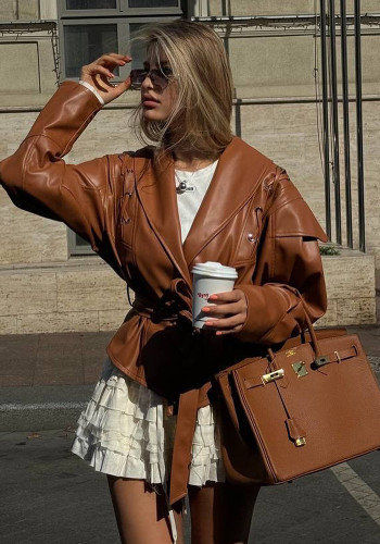 Women's American Retro Casual Faux Leather Jacket