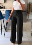 Career Women's Fashion Casual Elegant Loose Pocket Straight Pants