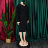 Plus Size Women Elegant African Long Sleeve Dress