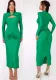 Autumn Sexy Hollow Long Sleeve High Waist Slim Long Dress