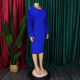 Plus Size Women Elegant African Long Sleeve Dress