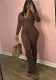 Long Sleeve Slim Zipper Top  Elastic Butt Lift Bell Bottom Pants Casual Set