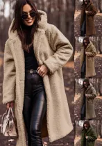 Autumn And Winter Fashion Long Solid Color Long Sleeve Coat For Women