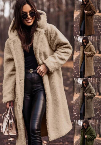 Autumn And Winter Fashion Long Solid Color Long Sleeve Coat For Women
