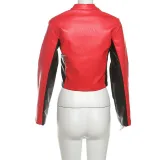 Autumn Winter Sexy Zipper Top Contrast Embroidery Short Fashion Jacket
