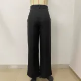 Career Women's Fashion Casual Elegant Loose Pocket Straight Pants