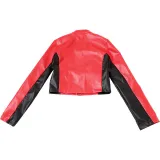 Autumn Winter Sexy Zipper Top Contrast Embroidery Short Fashion Jacket