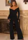 Women's Sexy Fashion Solid Color V-Neck Long Sleeve Jumpsuit