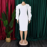 Plus Size Women Elegant African Long Sleeve Dress