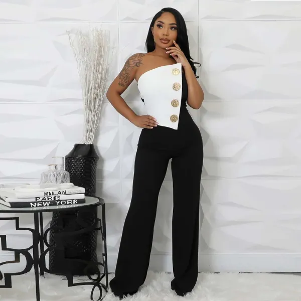 Women Party Button Jumpsuit