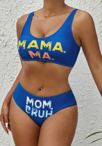 Women sexy solid printed bikini swimsuit Two Pieces