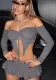 Women Sexy Hollow Off Shoulder Lace-Up Top and Skirt Two Piece Set