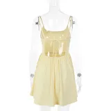 Women Casual Suspender Backless Dress