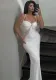 Women Lace Patchwork Lace-Up Strapless Dress