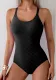 Women solid pleated one-piece swimsuit