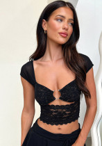 Women Ringlace Patchwork Hollow Vest Top