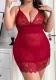 Women Plus Size Lace See-Through Bodycon Dress Sexy Lingerie