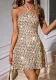 Women sexy Backless sequin dress