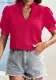 Women Summer V-Neck Lantern Sleeve Patchwork Lace Top
