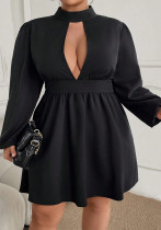 Autumn And Winter Plus Size Women's Sexy Half-High Collar Elegant Short Dress