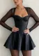 Spring Summer Long-Sleeved Mesh Patchwork Casual A-Line Dress
