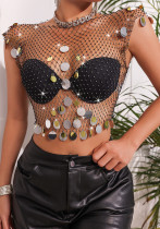 Summer Fashion Women's Sexy Sequin Diamond Party Vest Top