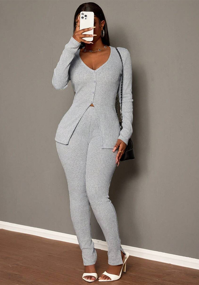 Meredith V-Neck Top and Pants Two-Piece Set