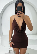 Women sexy sling v-neck Backless Bodycon Dress