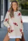 Women zipper round neck print dress