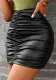 Autumn and winter fashion pleated sexy high waist Slim Fit short leather skirt