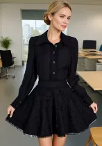 Elegant spring single-breasted shirt ruffled short skirt two-piece suit