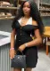 Fashionable women's clothing comfortable Casual black and white contrasting Halter Neck A-line short dress