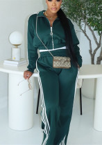 spring fashion loose Casual sports solid color long sleeve tops pants women two piece set