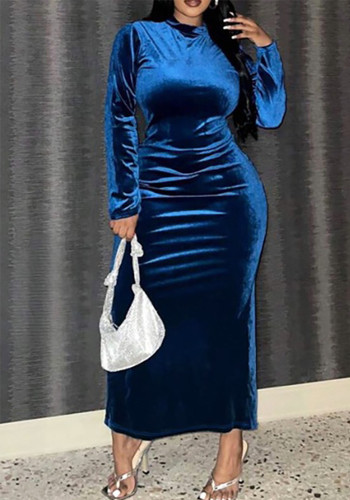 Women's elegant Trendy fashionable slit long sleeves Plus Size dress