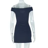 Fashionable women's clothing comfortable Casual black and white contrasting Halter Neck A-line short dress