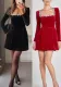 Spring women's clothing elegant square neck diamond short velvet dress