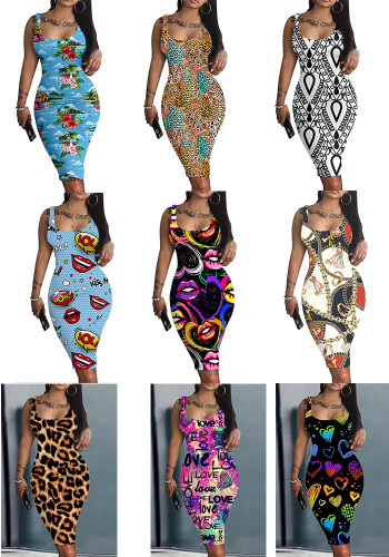 Women Summer Print Sleeve Dress