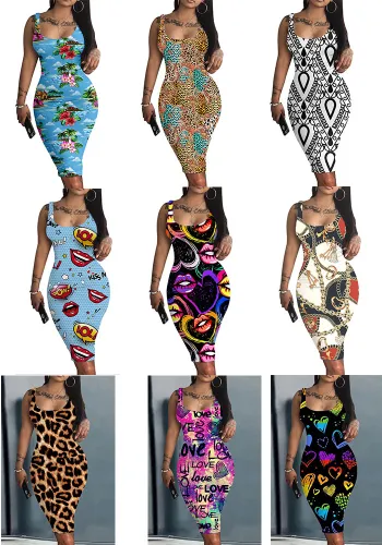 Women Summer Print Sleeve Dress