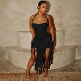 Women Sexy Halter Neck Sleeveless Backless Bodycon Irregular Dress