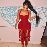 Women Sexy Halter Neck Sleeveless Backless Bodycon Irregular Dress