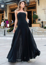 Autumn Fashion Sexy Slim Fit Strapless Mesh Long Dress