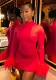 Autumn Solid Color Round Neck Feather Patchwork Slim Sexy Short Dress