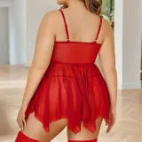 Women's Sexy Lingerie Plus Size Gathered Strap Nightdress Set
