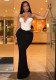 Women sexy contrasting colors Patchwork Maxi Dress