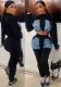 Women's Autumn And Winter Fashion Patchwork High Collar Open Waist Two-Piece Pants Set