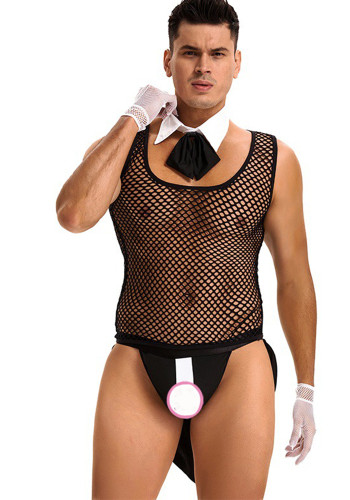 Valentine's Day Men's Sexy Uniform Temptation See-Through Clothes Role Play Sexy Male Servant Uniform