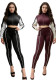 Fashionable Contrast Crop Sports Casual Two Piece Pants Set